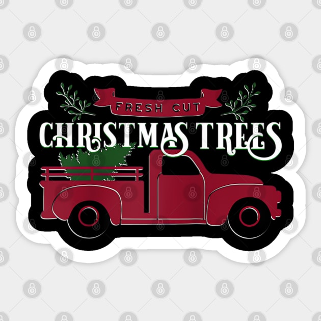 Fresh Cut Christmas Trees - Vintage Pick up truck - Raglan Baseball Sticker by Origami Fashion